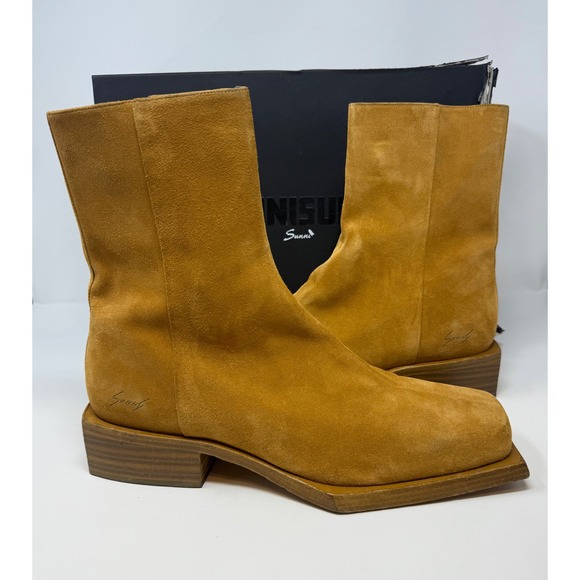 Sunni Sunni Stacked Heel Camel Suede Boots Size 14 US 47 EU